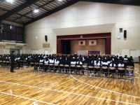 卒業式練習の目標を語る代表生徒